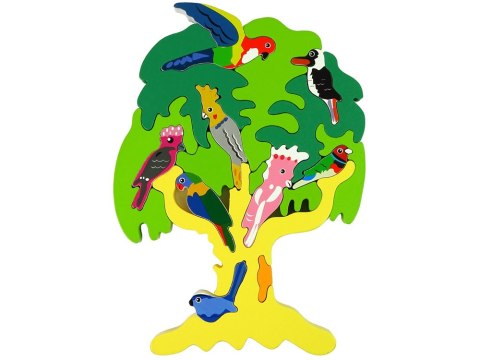 Drewniane Drzewo Ptaki Papugi DIY Klocki Drewniane Puzzle LEAN Toys