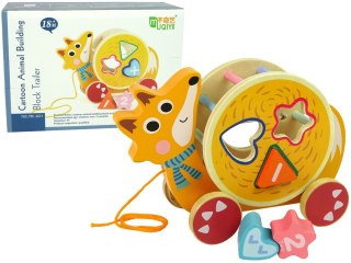 Lisek Do Ciągnięcia Na Kółkach Sorter Klocki Drewniane LEAN Toys