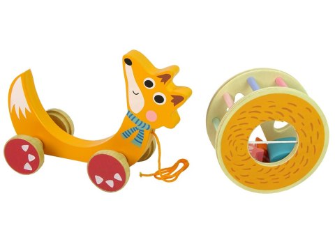 Lisek Do Ciągnięcia Na Kółkach Sorter Klocki Drewniane LEAN Toys