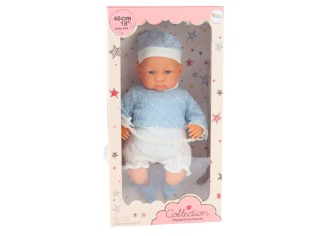 Lalka Bobas 46 cm Niebieska Smoczek Czapeczka Skarpetki LEAN Toys