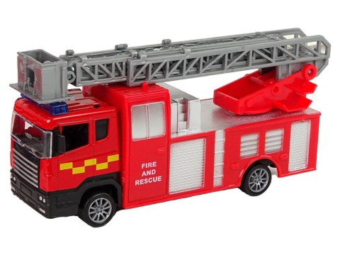 Zestaw Pojazdów Straż Pożarna Naciąg Motorówka Czerwony LEAN Toys