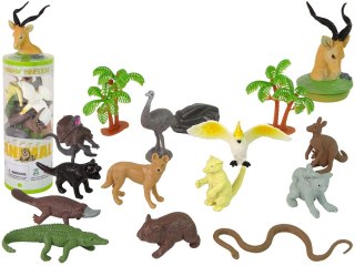 Zestaw Zwierzęta Australii Figurki 12szt. Akcesoria W Tubie LEAN Toys
