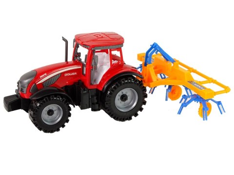 Czerwony Ciągnik ze Zgrabiarką Napęd Frykcyjny LEAN Toys