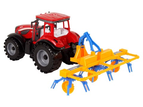 Czerwony Ciągnik ze Zgrabiarką Napęd Frykcyjny LEAN Toys