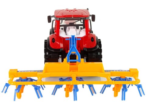 Czerwony Ciągnik ze Zgrabiarką Napęd Frykcyjny LEAN Toys