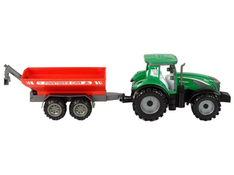 Zielony Traktor z Czerwoną Przyczepką Napęd Frykcyjny LEAN Toys