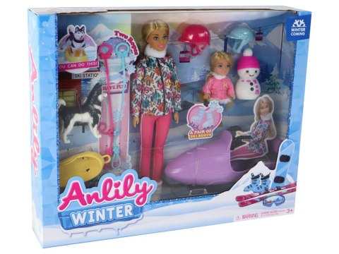 Lalka Dla Dzieci Anlily Łyżwy Pies Sporty Zimowe LEAN Toys