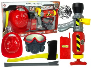 Zestaw Straż Pożarna Gaśnica Na Wodę Maska Kask Czerwony LEAN Toys