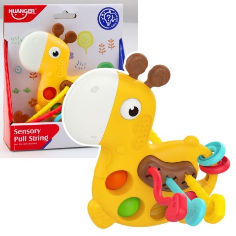 Zabawka Sensoryczna Żyrafa Do Przeciągania Sznureczków Żółta LEAN TOYS