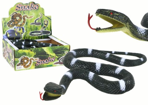 Sztuczny Gumowy Wąż Czarny z Białymi Pasami Strukturowy LEAN TOYS