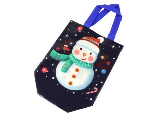 Torba Prezentowa w Ciemnym Kolorze Motyw Bałwana 23cm x 21,5cm x 11cm LEAN TOYS