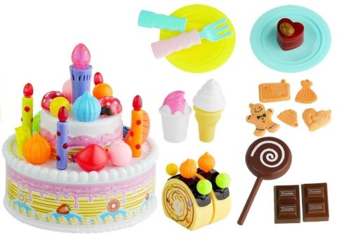 Serwis Urodzinowy Tort Ciasteczka Świeczki Lody LEAN Toys