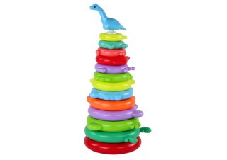 Piramidka Żyrafa Układanka 13 Kółek Kolorowa 43cm x 18cm x 18cm LEAN Toys
