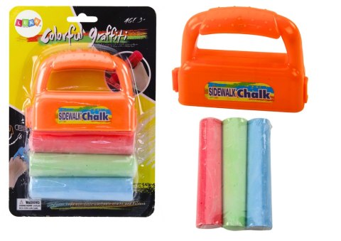 Zestaw Kred Z Uchwytem Gruba Kreda Chodnikowa Pomarańczowy 3 Szt LEAN Toys