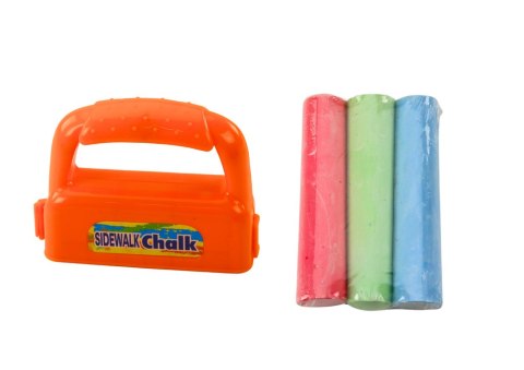 Zestaw Kred Z Uchwytem Gruba Kreda Chodnikowa Pomarańczowy 3 Szt LEAN Toys
