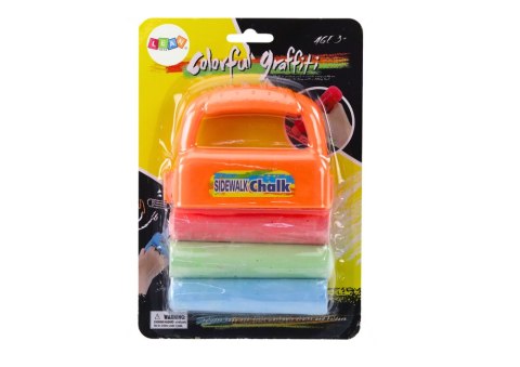 Zestaw Kred Z Uchwytem Gruba Kreda Chodnikowa Pomarańczowy 3 Szt LEAN Toys