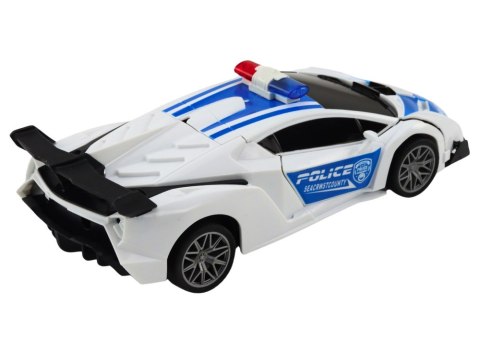 Samochód R/C Policyjny 2w1 Auto Robot Dźwięki Światła LEAN Toys