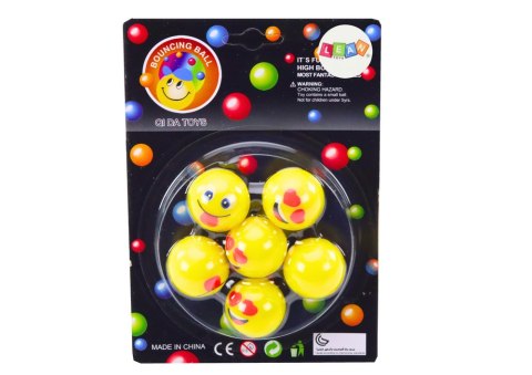 Zestaw Piłeczek Kauczukowych Emoji Żółte 6 Szt LEAN TOYS