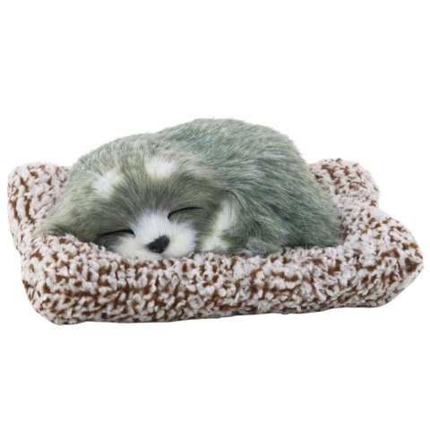 Śpiący Pies Husky Na Poduszce Figurka z Futerkiem Torba Dźwięki LEAN Toys