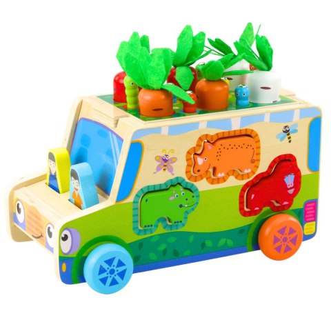 Auto Edukacyjne Drewniane Sorter Kształty Układanka Labirynt LEAN Toys