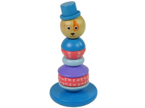 Drewniana Edukacyjna Piramidka Pies Z Kapeluszem Balansująca Wieża LEAN Toys
