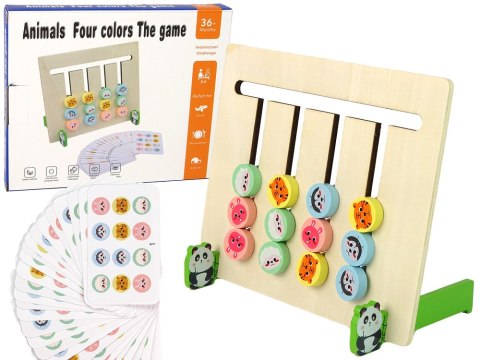 Drewniana Gra Edukacyjna Cztery Kolory Zwierzęta Dwustronna Układanka LEAN Toys