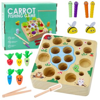 Drewniana Gra Marchewki Dżdżownica Magnes Wędka LEAN Toys