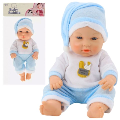 Lalka Bobas W Niebieskiej Piżamce Czapeczka Ruchome Rączki Nóżki 30cm LEAN Toys