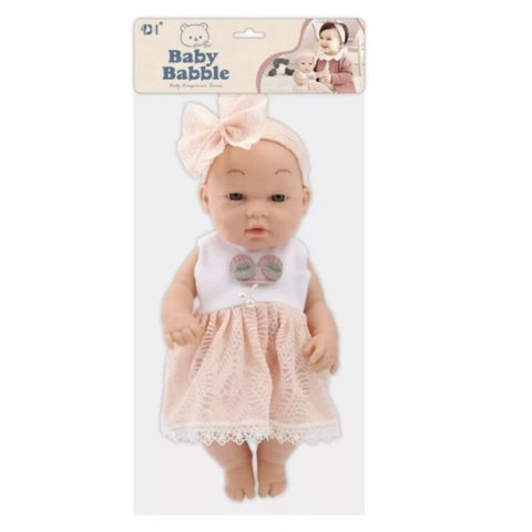 Lalka Bobas W Różowej Sukience Opaska Ruchome Rączki Nóżki 30cm LEAN Toys
