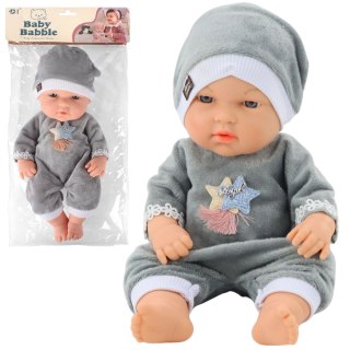 Lalka Bobas W Szarej Piżamce Czapeczka Ruchome Rączki Nóżki 30cm LEAN Toys