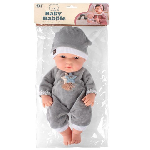 Lalka Bobas W Szarej Piżamce Czapeczka Ruchome Rączki Nóżki 30cm LEAN Toys