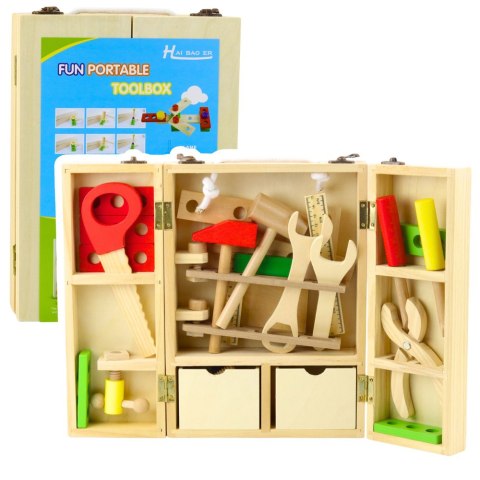 Zestaw Małego Majsterkowicza Drewniana Skrzynka Z Narzędziami 35 el. LEAN Toys