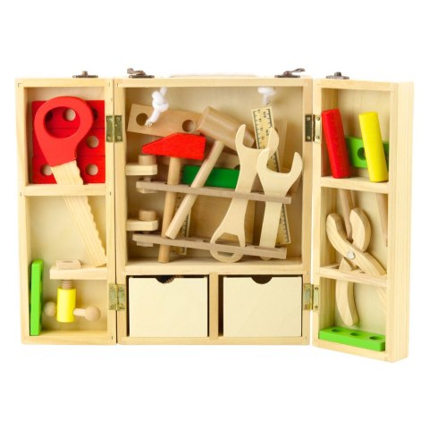 Zestaw Małego Majsterkowicza Drewniana Skrzynka Z Narzędziami 35 el. LEAN Toys