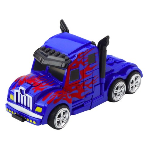 Ciężarówka Auto Robot 2w1 Napęd Czerwone Wzory Niebieska LEAN Toys