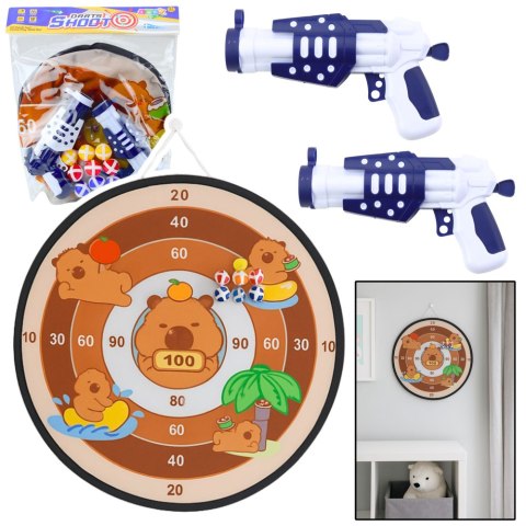 Gra Zręcznościowa Tarcza Kapibary Dart Piłeczki Na Rzep Pistolety 73,5 cm LEAN Toys