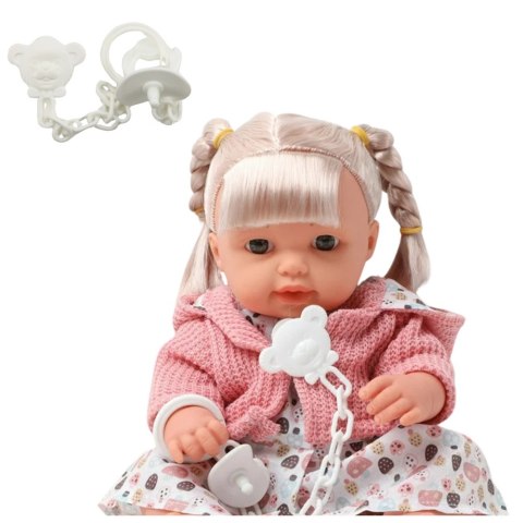 Lalka Bobas Dziewczynka Sukienka Sweterek Smoczek Dźwięki LEAN Toys