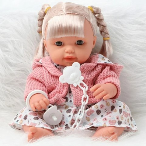 Lalka Bobas Dziewczynka Sukienka Sweterek Smoczek Dźwięki LEAN Toys