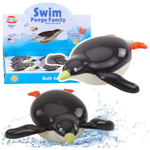 Pływający Pingwinek Nakręcany Do Kąpieli Zabawka Do Wody Szary 14,5 cm LEAN TOYS