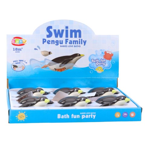 Pływający Pingwinek Nakręcany Do Kąpieli Zabawka Do Wody Szary 14,5 cm LEAN TOYS