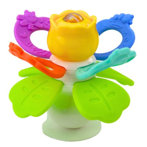 Zabawka Sensoryczna Dla Malucha Kwiatek Obrotowy Z Gryzakami i Przyssawką LEAN Toys