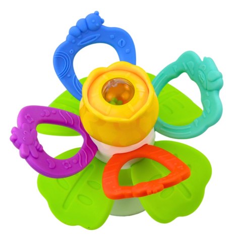 Zabawka Sensoryczna Dla Malucha Kwiatek Obrotowy Z Gryzakami i Przyssawką LEAN Toys
