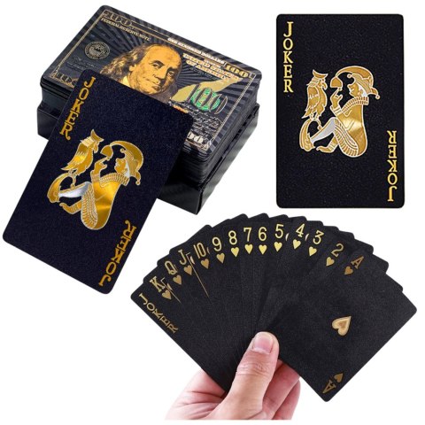 Karty Do Gry Towarzyskiej Eleganckie Banknot Dolar Czarne Talia 54 Karty LEAN TOYS