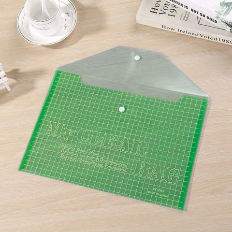 Teczka Folder Kopertowy Z Zapięciem Przeźroczysty Zielony A4 20 Sztuk LEAN