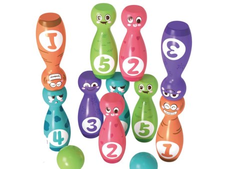 Zestaw Do Gry W Kręgle Buźki Kule Kolorowe 10szt LEAN Toys