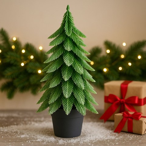 Choinka Ozdobna Dekoracyjna Sztuczna W Doniczce Srebrne Wykończenie 32 x 12 cm LEAN