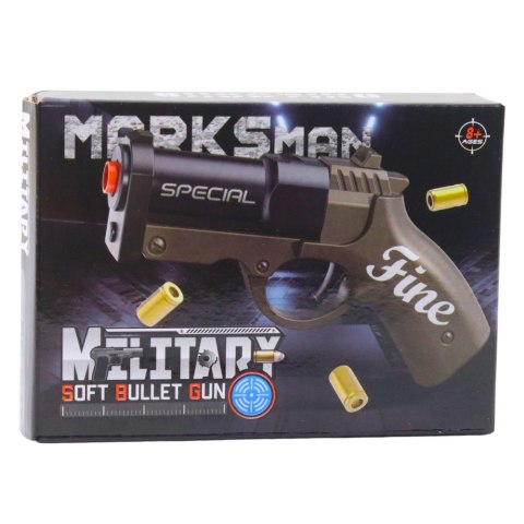Mini Pistolet Broń Na Naboje I Łuski Czarno-Brązowy 13,5 cm LEAN TOYS