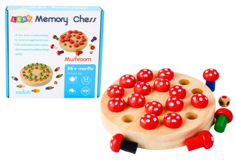 Gra Pamięciowa Rodzinna Muchomory Drewniana LEAN Toys
