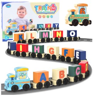 Pociąg Edukacyjny Klocki Do Złożenia Litery Cyfry Kolorowy 16 el. LEAN Toys