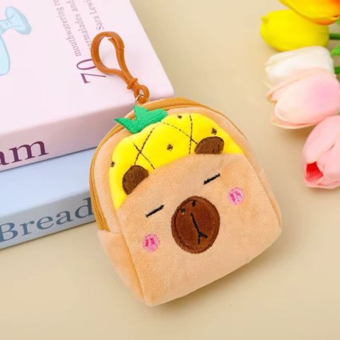 Portfelik Pluszowy Z Brelokiem Kapibara Ananas Żółty 9,5 x 8 cm LEAN