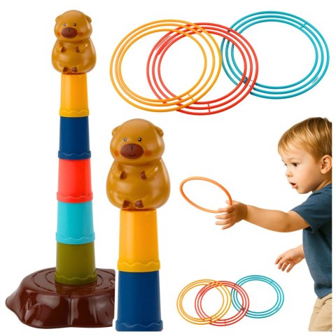 Gra Zręcznościowa Rzut Do Celu Obręcze 5 Poziomów Kapibara LEAN TOYS